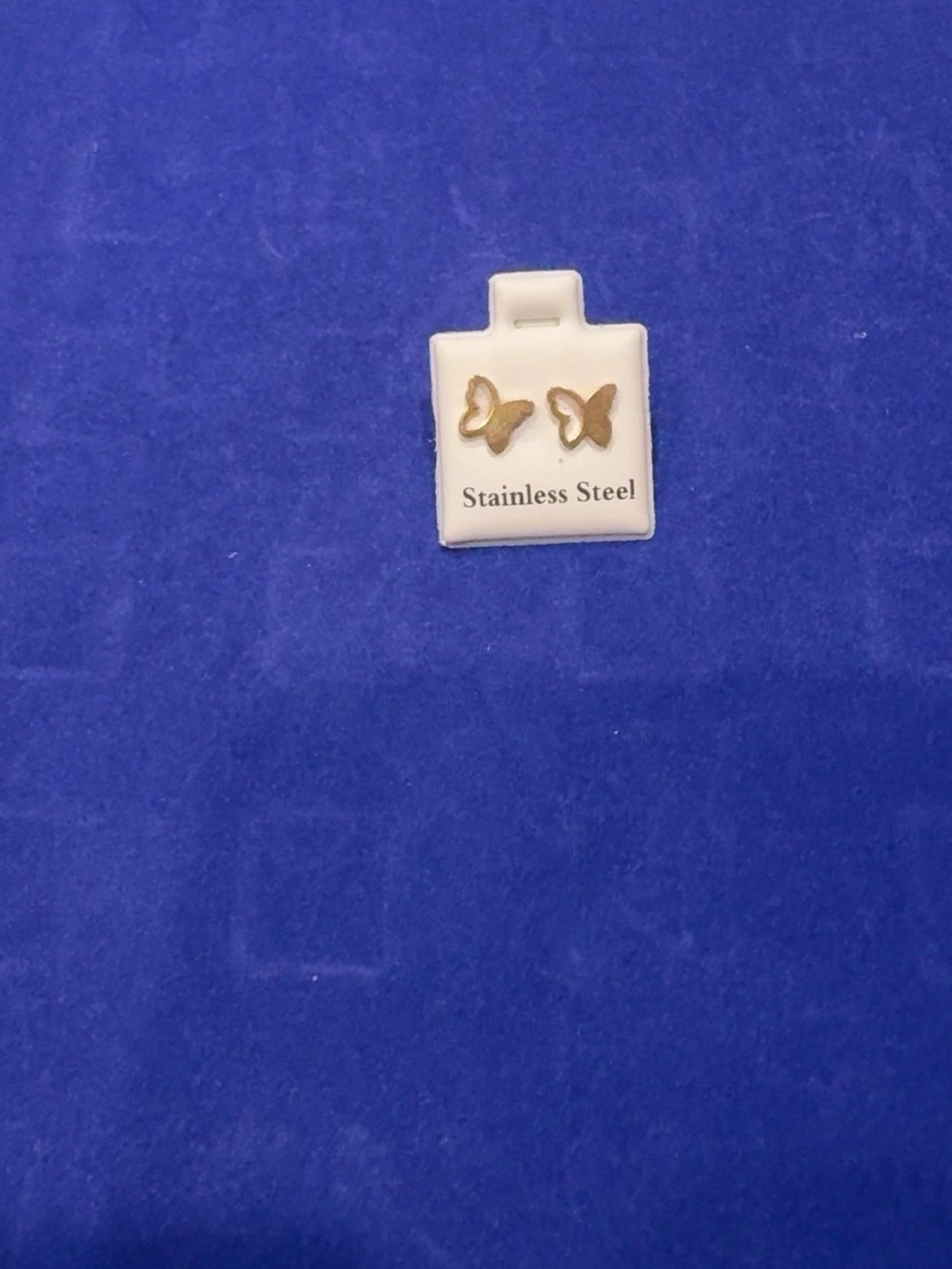 Stainless Steel Gold Butterfly Stud Earrings